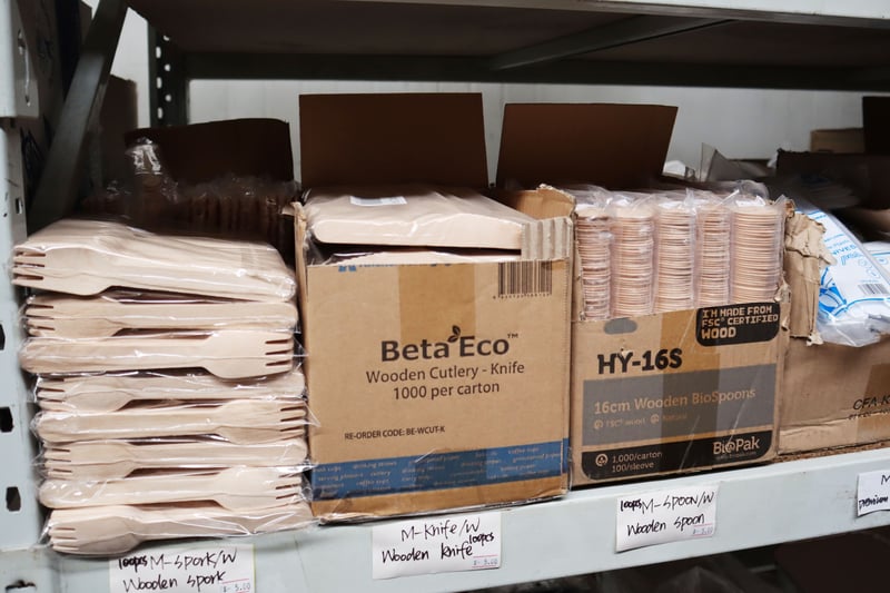 Eco-friendly cutlery including wooden sporks, knives and spoons offered by FoodByUs Supplier, CP Blossom