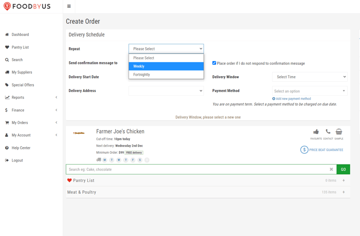 Standing Orders on FoodByUs